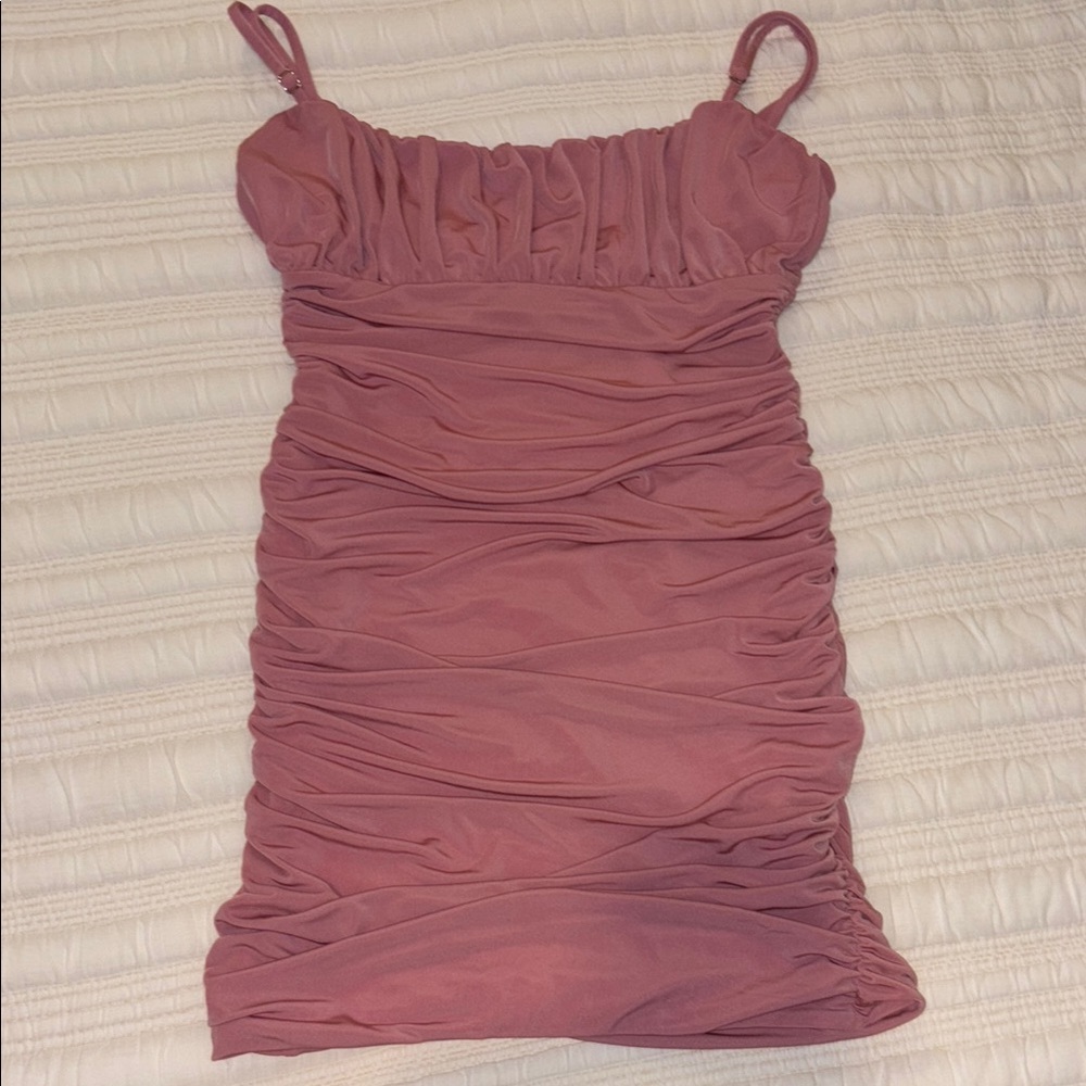 Lovers + Friends Pink Ruched Bodycon Mini Dress